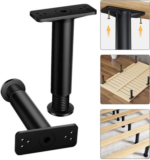 2 stk (Sort, 15-25 cm) Justerbare Sengben, Metal Møbler