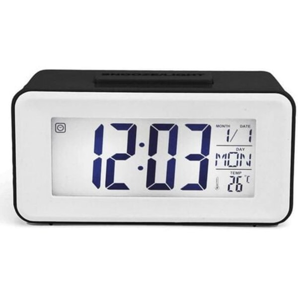 Litthing Digital Väckarklocka Digital LED-klocka Väckarklocka Datum Temperatur Snooze 8 Musik Sömn Batteridriven (Svart)