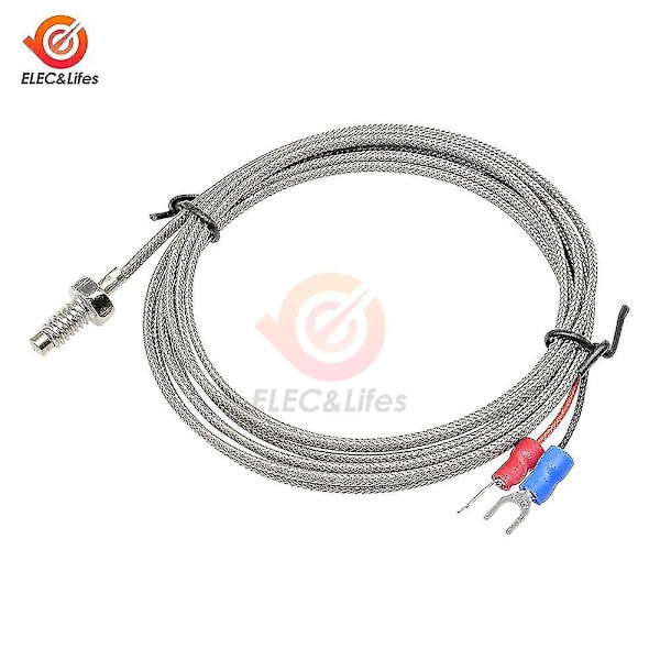K-type termoelement i rustfritt stål, sonde, PT100 RTD, M6 M8 skrue, termoelement temperaturføler, 100 cm, 1 m, 2 m kabel K type 200CM