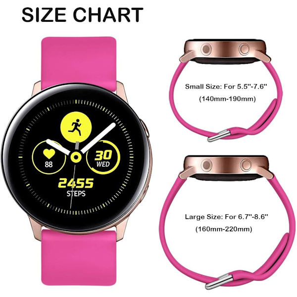 Rem kompatibel med Samsung Galaxy Watch Active / Active2 40mm / 44mm, 20mm bløde silikone erstatningsremme kompatibel med Samsung Galaxy Watch 42