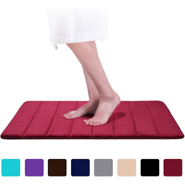 Bademåtte skridsikker absorberende bademåtte vaskbar bademåtte - 70 x 120 cm (vinrød)