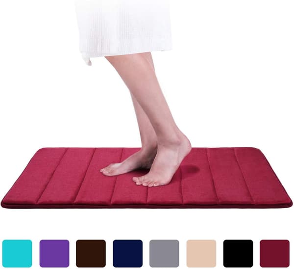 Baderomsmatte Sklisikker Absorberende Baderomsmatte Vaskbar Baderomsmatte - 50 x 90 cm (vinrød)