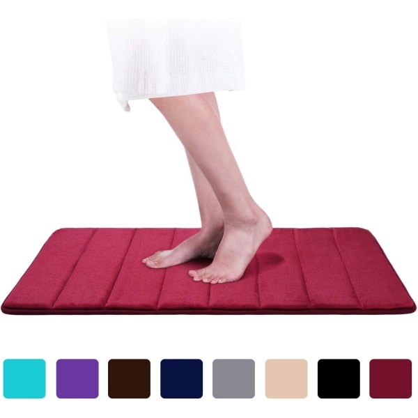 Bath Mat Non-Slip Absorbent Bath Mat Washable Bath Mat - 60 x 100cm (Wine Red)