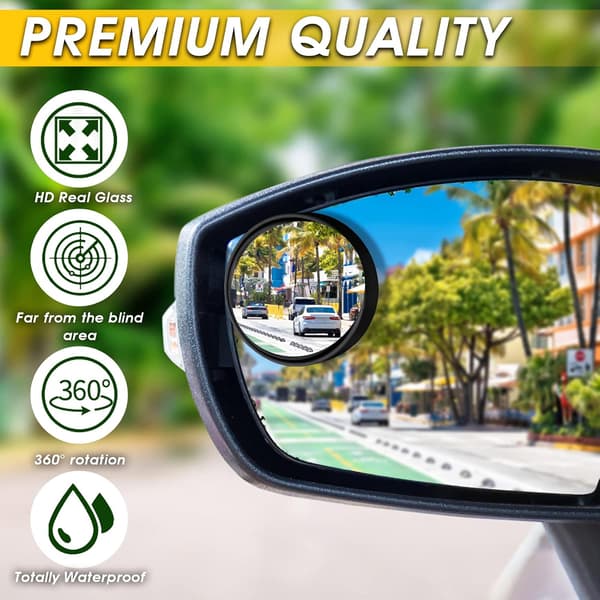 4 stk. (Sort) Thinp Blind Spot Bil Spejl, 360° Justerbar