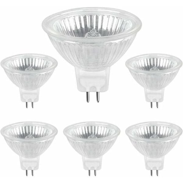 Halogenpære GU5.3 35W 12V, 400lm Varmt Hvit 2700K Dimbar, Halogen Spotlight Pære MR16, pakke med 6