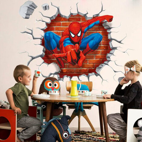 3d cartoon Spiderman wall stickers super heroes for boys kids rooms