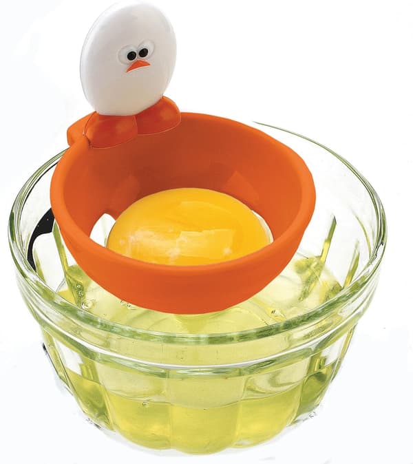 1 kjøkkenutstyr eggedeler, oransje/hvit