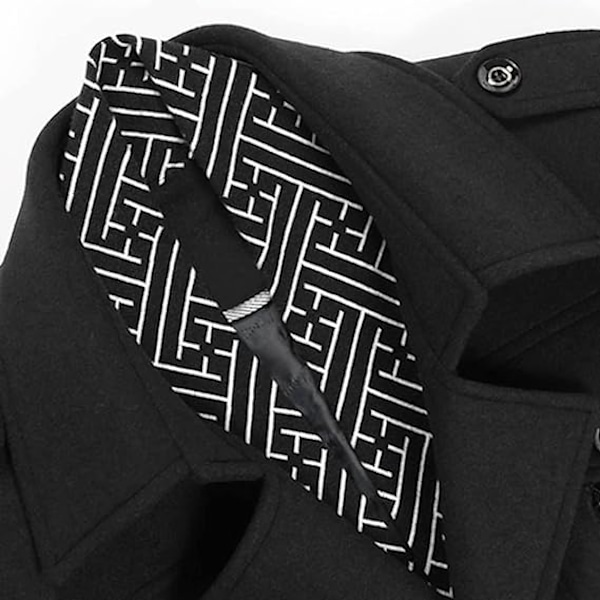HERRKAPPKÖT I MELLANLÄNGD SVART ULL OCH BOMULL XL black XL