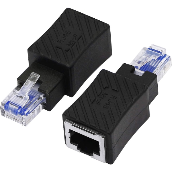 Cat5e/cat6 Rj45 Ethernet-adapter 2-pak Rj45/8p8c han-til-hun 90 grader retvinklet Ethernet-adapter Support Cat6/cat5e (ethernet-adapter)