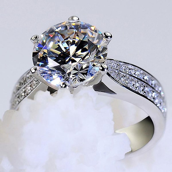 Damen Mode Zirkon Inlay Ring Luxus Versilberte Legierung Fingerring Schmuck 8