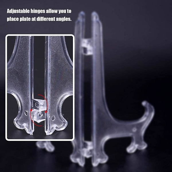 Piao 12 stk. Plast Staffeli Pladeholdere, Pladeholdere, Foldbare Plader, Display Stativer Til Præsentation Af Samleplader, Skålholdere, Bøger, P Transparent 5 inch