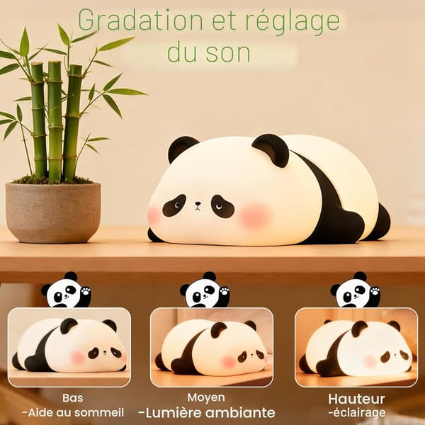 Søt panda nattlampe, myk silikon barnelampe, nattlampe til barnerom, dimbar/timer