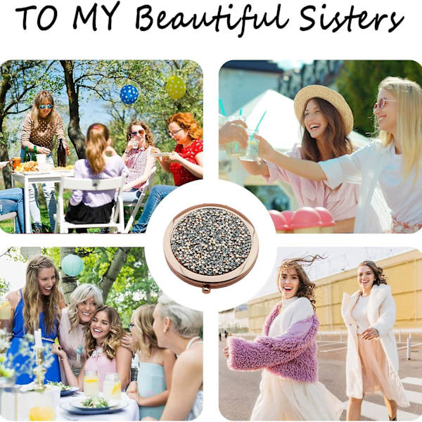 Sminkspegel Mini Mix Diamond Makeup Spegel Vikbar Mini Fick Spegel Bärbar Handspegel - För Kvinnor Flickor Present