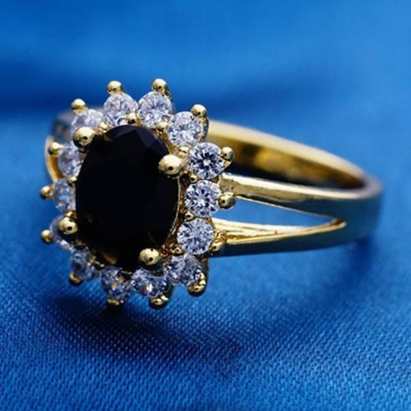 Bröllopsring fint utförande smycken present kvinnor elegant strass fingerring för bal Black Size 8