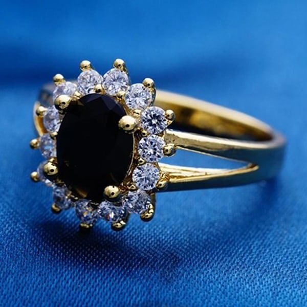 Brude Ring Fint Håndværk Smykker Gave Kvinder Elegant Rhinestone Finger Ring Til Prom Black Size 8