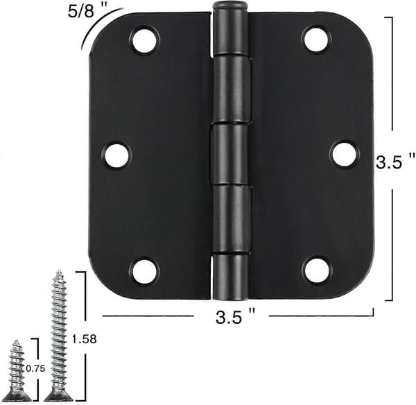 30 Pakke Afrundede Matte Sorte Dørhængsler 3,5 Tommer 5/8\" Radius Interiør 3 1/2 Tommer