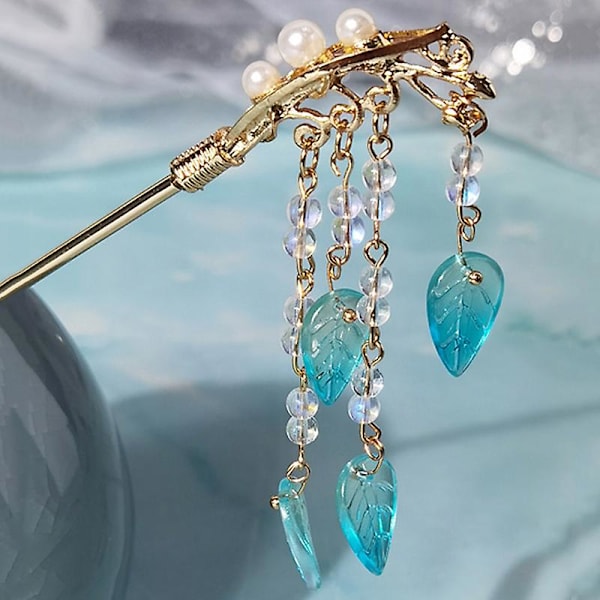 Hårspänne i Antik Stil med Pärlbladsdesign, Superfint Tassel Hårspänne, Klassisk Temperament Hårspänne