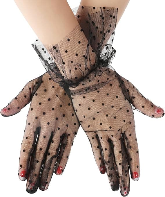 Spidser Handsker til Kvinder Spidser Handsker Elegant Sort Prik Spidser Handske