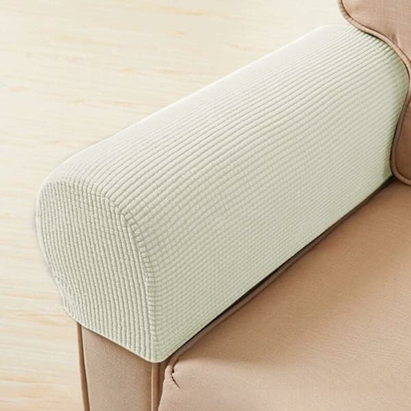 Sofa Armlenestoler - Myke, Elastiske Armlenestoler - Sofa Trekk - Sklisikker Stolarm Beskyttelse - Hvit