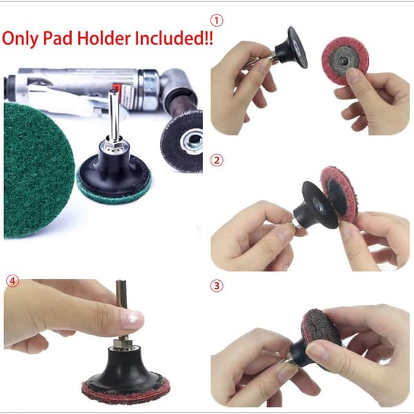 2 stk. Roll-Lock slibeskiveholder 2\" Roll-Lock slibepude med 1/4\" skaft hurtigskiftadapter