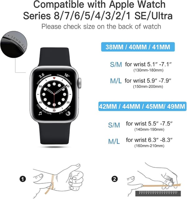 Sort 2 stk. Kompatibel med Apple Watch Rem 42/44/45MM ,