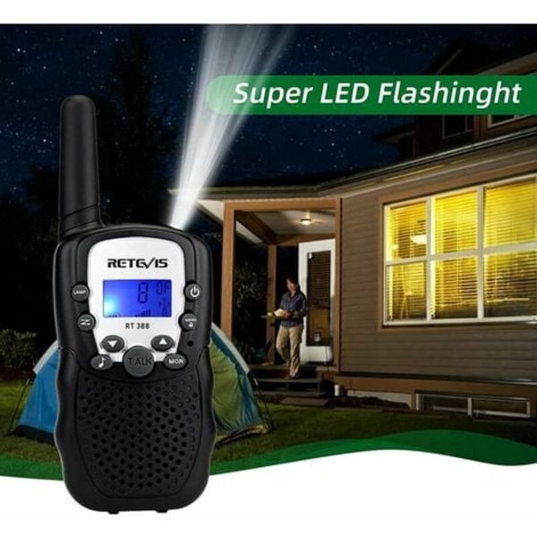 Retevis RT388 Barnwalkie Talkie, Uppladdningsbar Lång Räckvidd Leksakspresent för 3-12 Åriga Pojkar, VOX Ficklampa, för Camping,