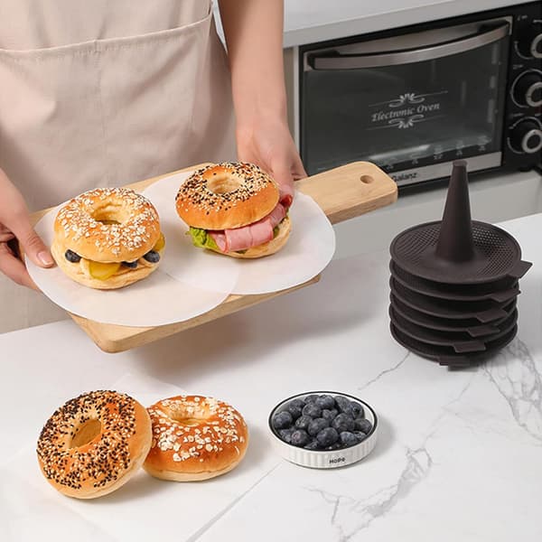 Sæt med 6 silikone doughnutforme, bagelforme, doughnutmuffin kageforme, til bagels og brød, kager, doughnuts