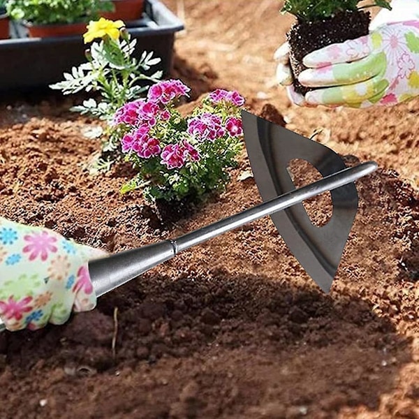 Hul Hacke, Rustfrit Stål Bærbar Lille Hacke Multifunktionel Robust Og Holdbar Haveværktøj Lugning Rake Plantning Grøntsager Hjem Have Farm Hul We