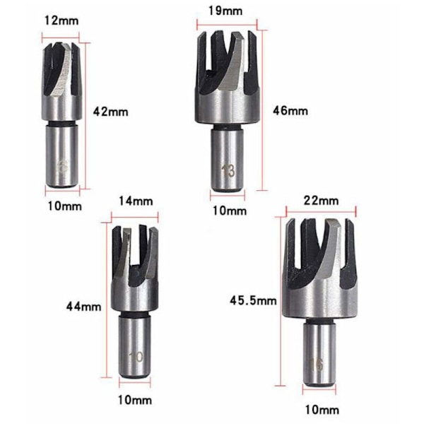 Träbearbetning Hex Countersink Bit Set Titanpläterade korkskruvbits (4pc Claw korkskruv)