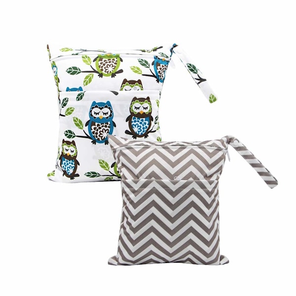 Babyreseväskor för blöjor, våta och torra kläder, blixtlås, vattentäta, tvättbara våtsäckar, 2-pack, #B