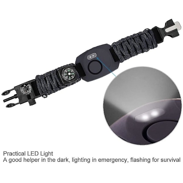 Hjälp Alarm. 130db Yttre Personligt Armband Nödalarm Med LED-belysning Och