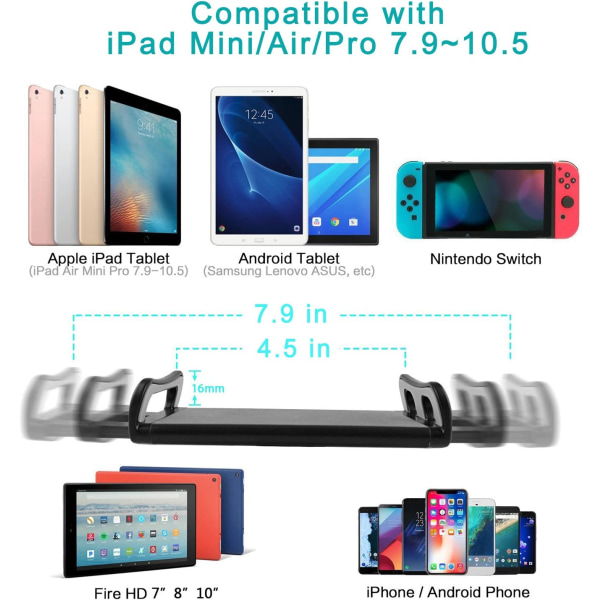 Stativ för tablettarm, Nintendo Switch-ställ med robust aluminiumarm för iPad, iPad air, iPhoneX, iPhone 8/7, Samsung Galaxy