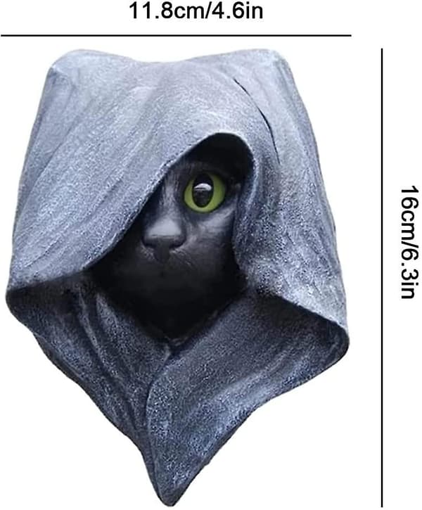 Mystisk Kattstaty i Resin, Hängsmycke (Grå)
