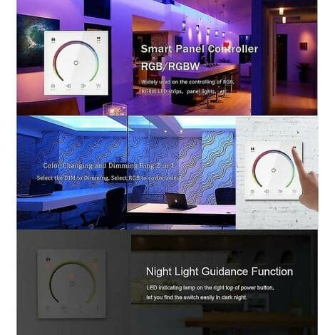 LED-väggströmbrytare med dimmer, LED-styrenhet, väggmonterad plastskydd med touch