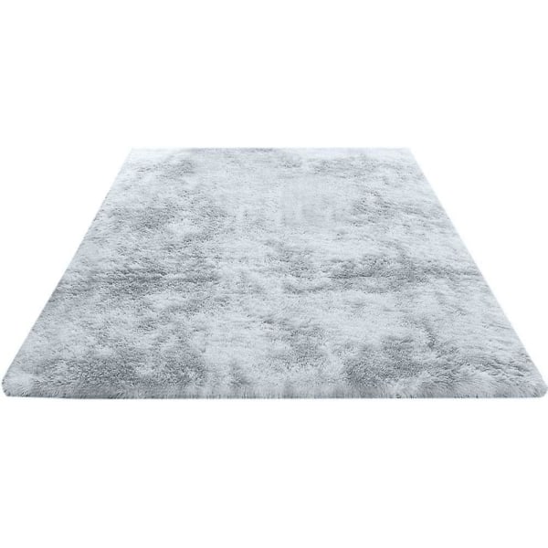 Fluffig matta, 160 * 120 cm fuskpälsmatta, halkfri dekorativ gradientmatta Golvmatta (ljusgrå