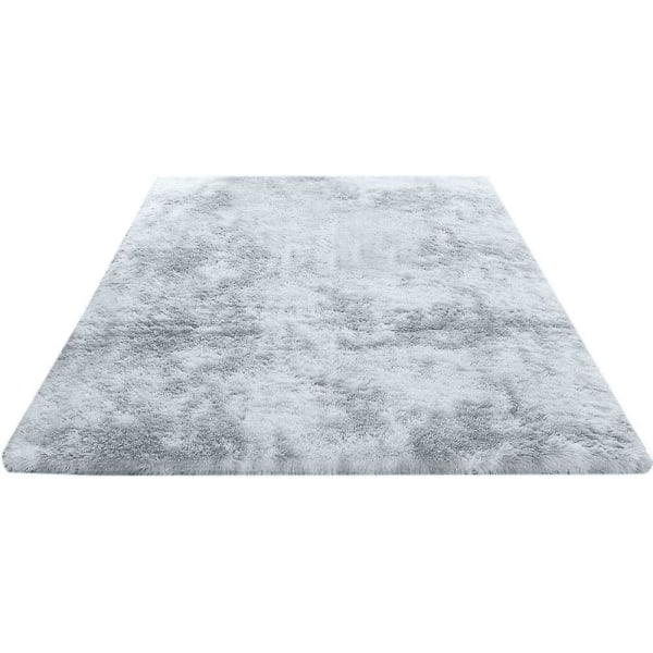 Luddrig Matta, 160 * 120cm Konstgjord Pälsmatta, Halksäker Dekorativ Gradient Matta Golvmatta (Ljusgrå