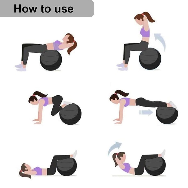 Træningsbold for balance stabilitet Fitness træning Yoga Pilates på hjemmekontoret Purple 55Cm
