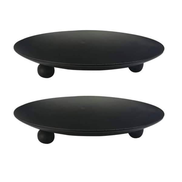 2 stk svarte jernplater lysestaker aroma lysplate