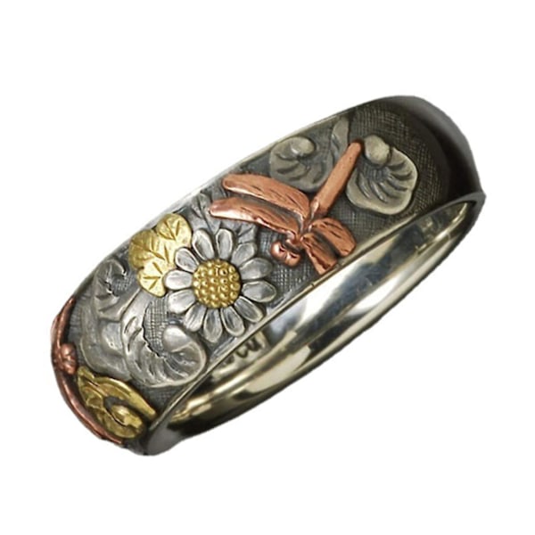 Vintage Sländring Smycke Ring Legering Solrosring För Fest US 11