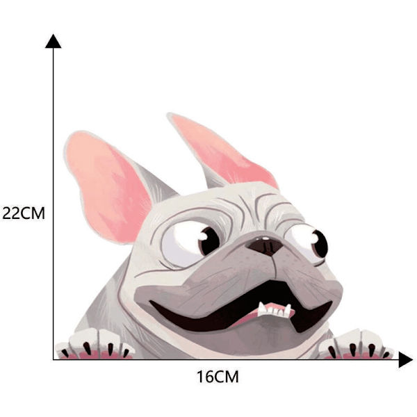 Fransk Bulldog 3D-dekal, Vattentät (Typ A)