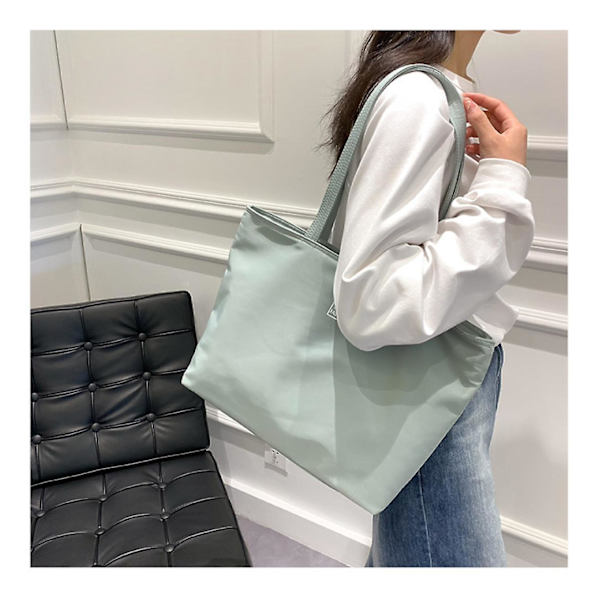 Dametasker i Canvas - Skuldertaske, Tote Bag, Strandtaske (Grøn)