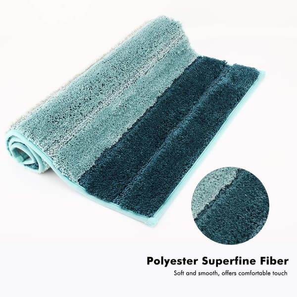 Mikrofiber bademåtte, dørmåtte blød skridsikker bademåtte, elegante stribede shaggy bademåtter til badeværelset 50x80cm - (Gradient Blå)