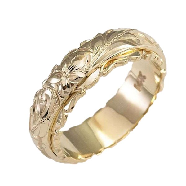 Elegant Smyckesgåva - Ring med Rosblommor i Legering för Kvinnor, Perfekt för Fest Golden US 6