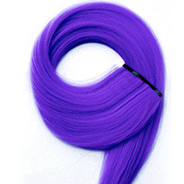 Lång rak hårförlängning Högtemperaturtråd Spårlös Matt Monokrom Modeperuk för kvinnor Violet