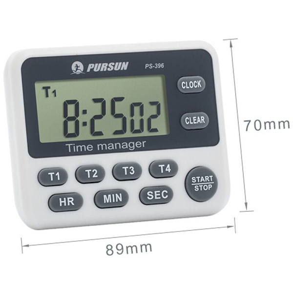 Köktimer, Digital Timer, Magnetisk Köktimer, Timer med Klocka, LCD-Skärm och Alarm, med Magnetisk Bakstycke, Folda