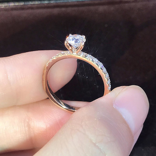 Exquisit glänsande ring med strass, klassisk bröllopsring för brud US 8