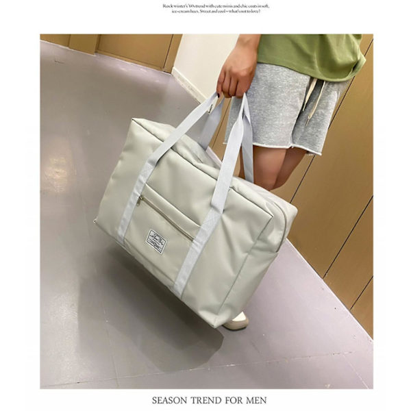 Stor håndbagasje, koffert for korte reiser, oppbevaringsveske, sammenleggbar treningsbag for kvinner og menn Lys grå