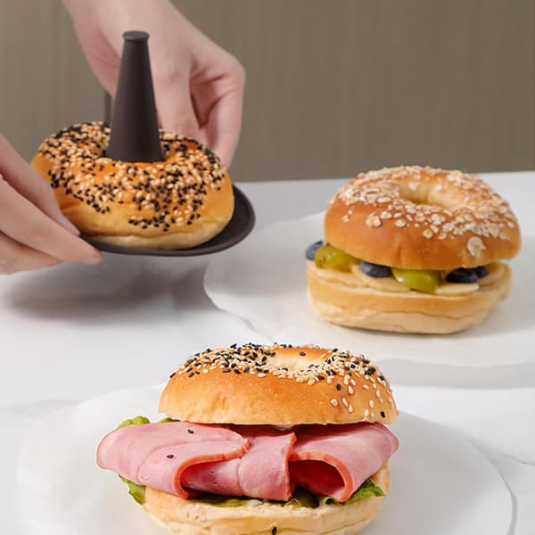 Sæt med 6 silikone doughnutforme, bagelforme, doughnutmuffin kageforme, til bagels og brød, kager, doughnuts