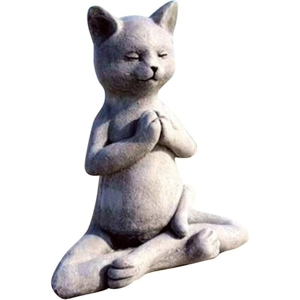 Stenhave-Statue, Kat Buddha Ornament, Udendørs Meditation Kat Statue, Meditation Kat Statue til Hjemmedekoration, Udendørs