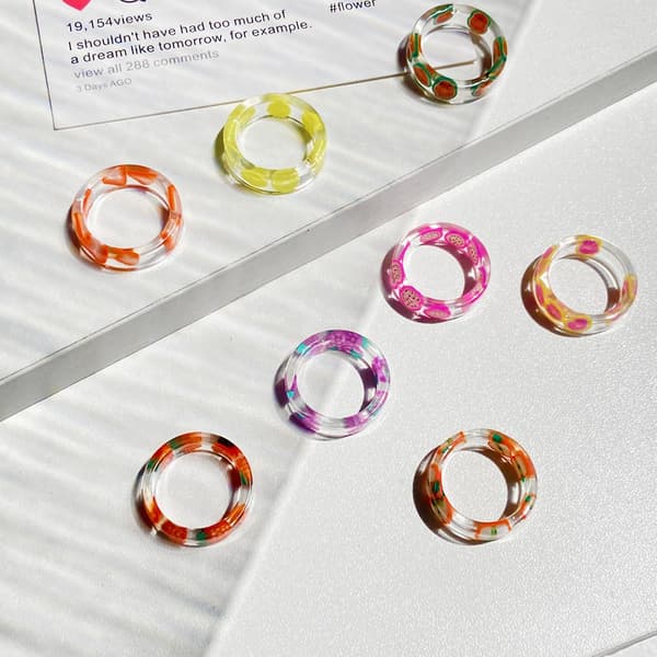 Damer Ring Frukt Rund Smycke Söt Mode Utseende Finger Ring För Dagligt Bruk D